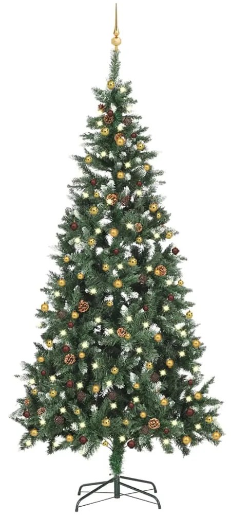 vidaXL Kunstkerstboom met LED's en kerstballen 210 cm