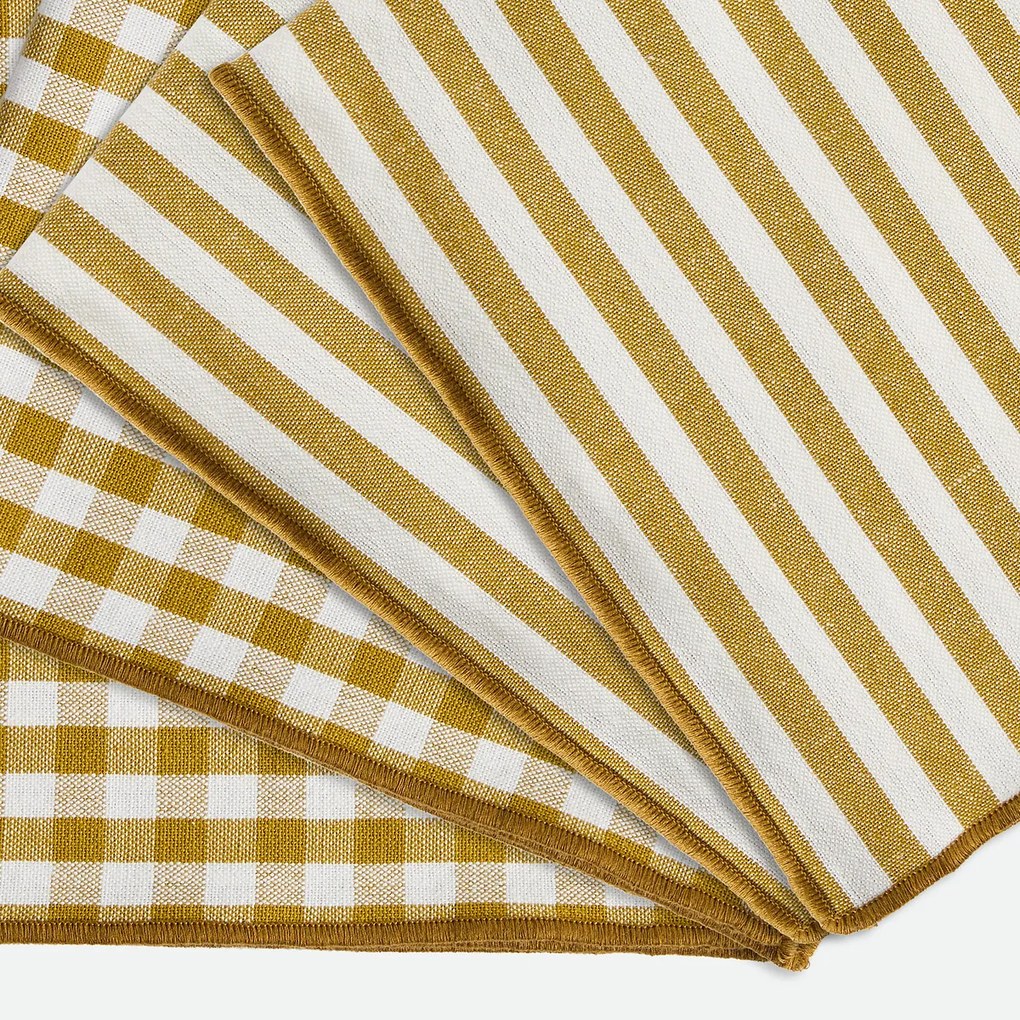 Set van 4 servetten, 30% gerecycled katoen, geweven-geverfd, SOIZIC