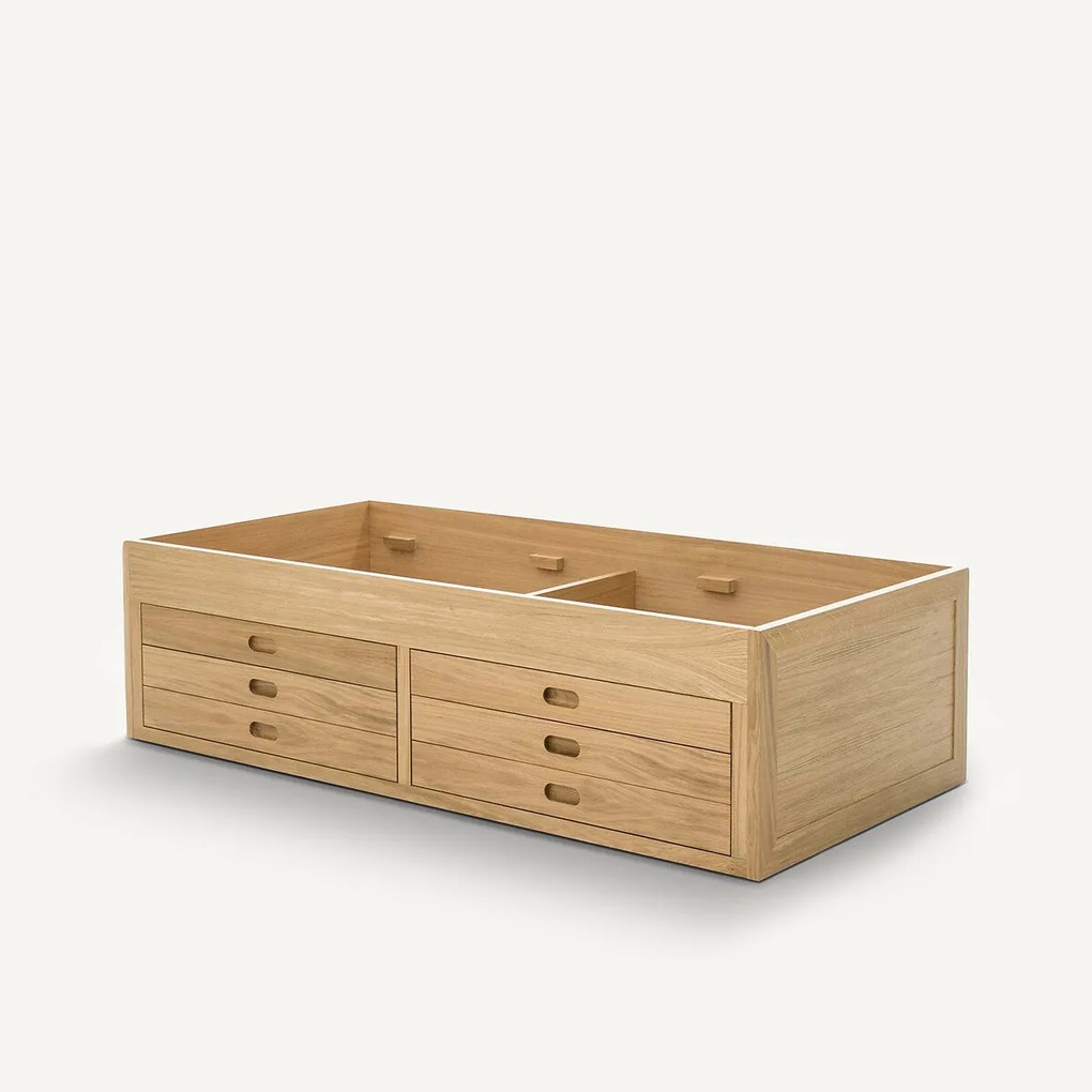 Bed met 4 laden, eikenfineer, OCTAVO