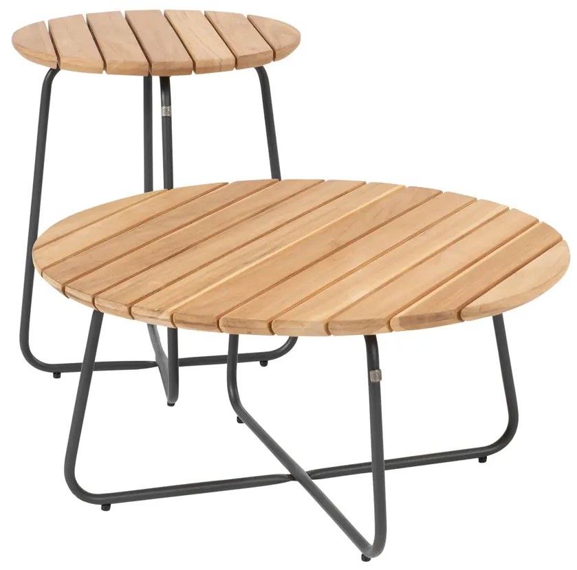 4 Seasons Outdoor Verdi bijzettafel 55 cm hoog met rond teak blad Ø 45 cm SALE Bijzettafel houtkleur weerbestendig