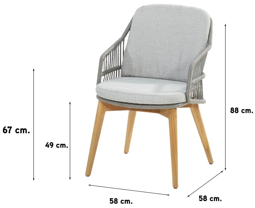 4-Seasons Sempre tuinstoel - Teak/Silver Grey (1 stuk) - OP=OP