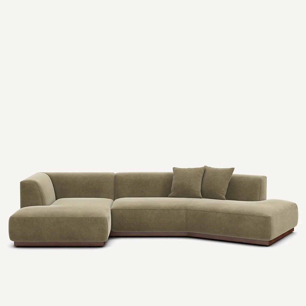 Open hoekbank links in linnen fluweel, JACOPO