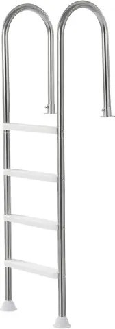 VEVOR zwembadladder, 4-trede trap met dubbele leuning, roestvrijstalen zwembadinstap, draagvermogen van 120 kg, voor 137 cm inbouwzwembaden met gemonteerd dekbord binnen en buiten