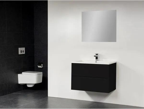 Saniclass New Future Bologna badmeubel 80cm hoogglans met spiegel zwart
