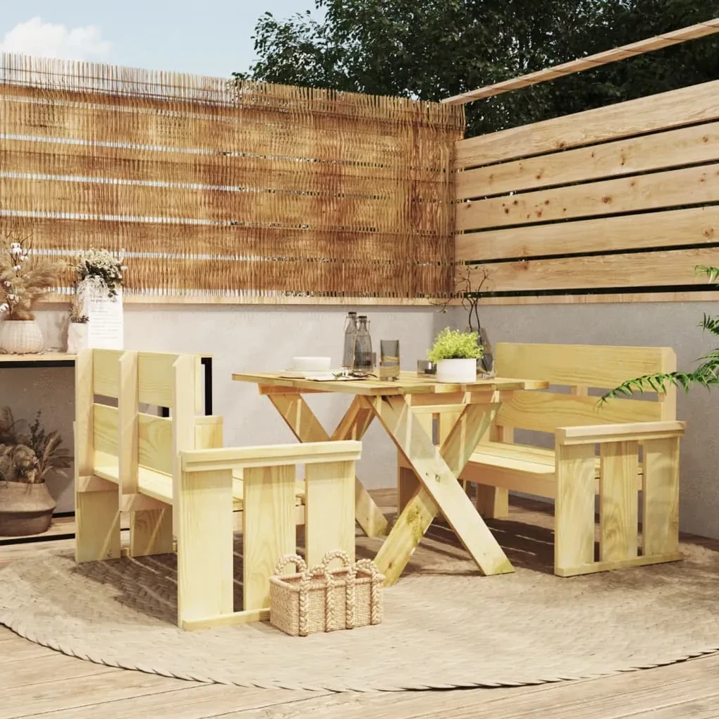 vidaXL 3-delige Tuinset geïmpregneerd grenenhout