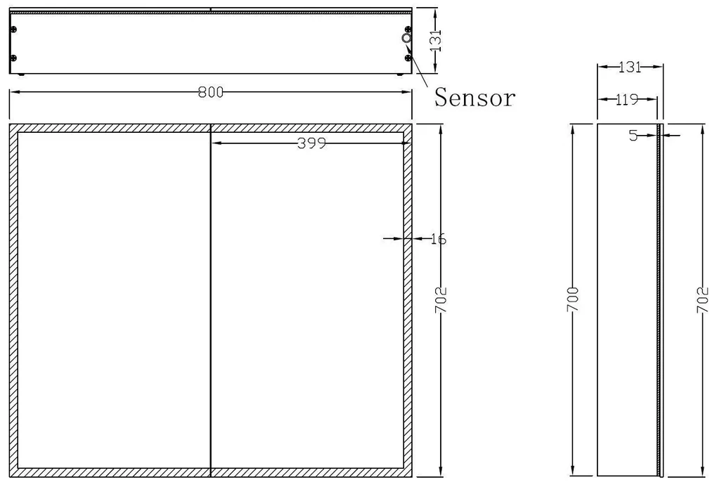 Mueller Quatro spiegelkast met LED verlichting rondom 80x70x13cm