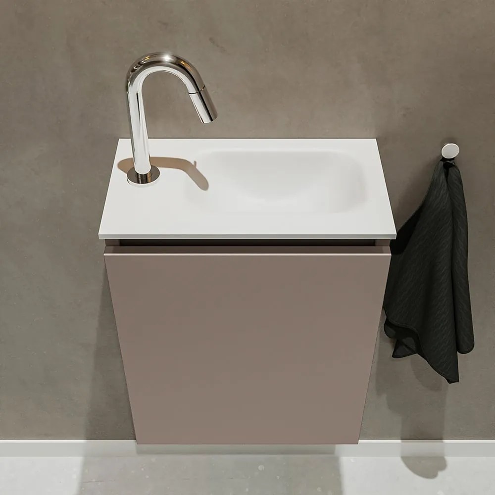 Mondiaz Ture 40cm toiletmeubel smoke met wastafel talc rechts 1 kraangat