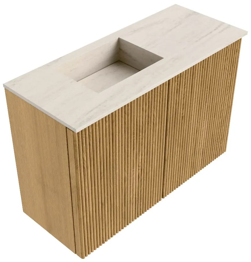 Mondiaz Joya DLux 60cm toiletmeubel oak met wastafel faye links 1 kraangat meli