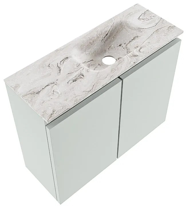 Mondiaz Ture DLux toiletmeubel 60cm greey met wastafel glace rechts met kraangat