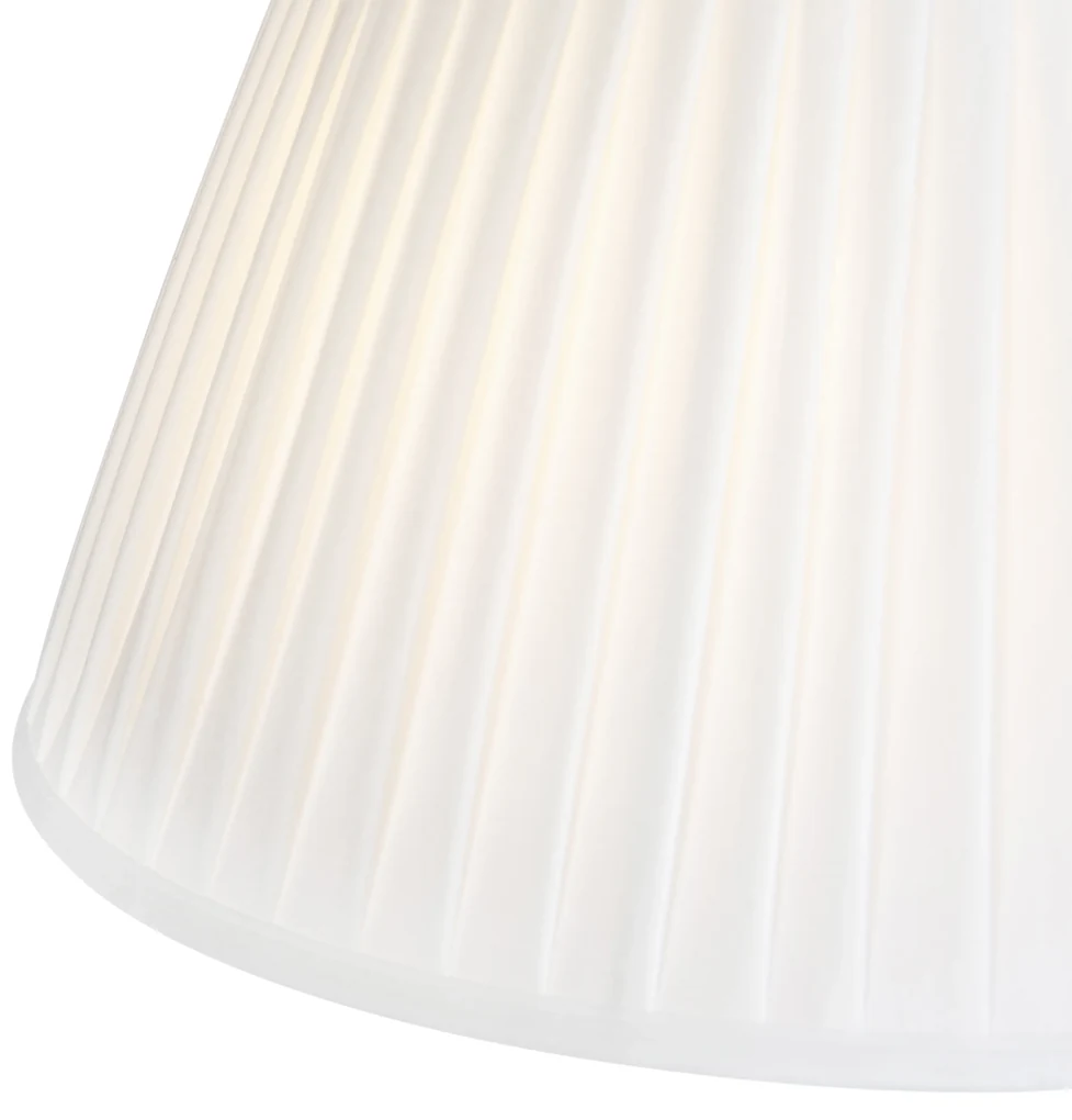 Stoffen Eettafel / Eetkamer Hanglamp staal met plisse kappen crème 35 cm 2-lichts - Blitz Klassiek / Antiek E27 cilinder / rond rond Binnenverlichting Lamp