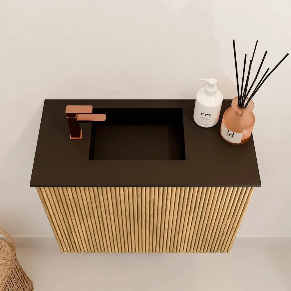 Mondiaz Joya 50cm toiletmeubel oak met wastafel faye links 1 kraangat urban