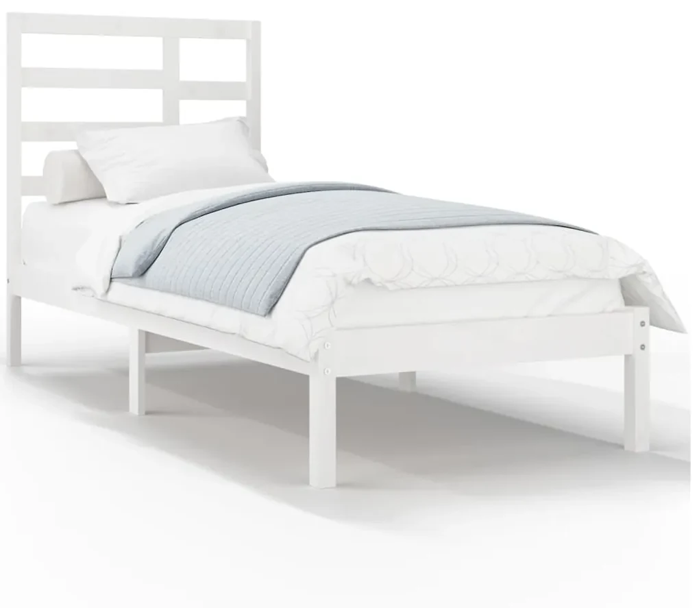 vidaXL Bedframe massief hout wit 100x200 cm