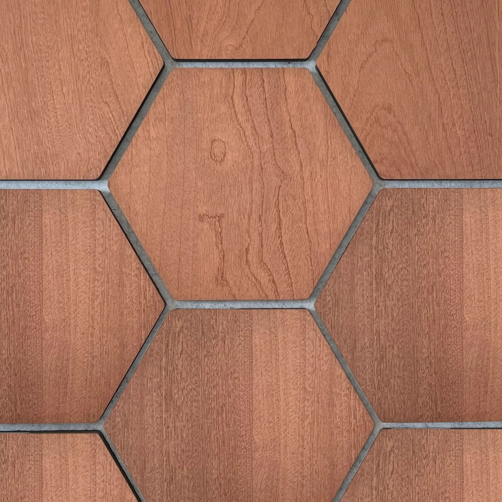 Hexagon Panel Gerookt Eiken met Grijs Vilt 81CM | Akoestisch | Wanddecor | Zeshoekig- Grijs vilt