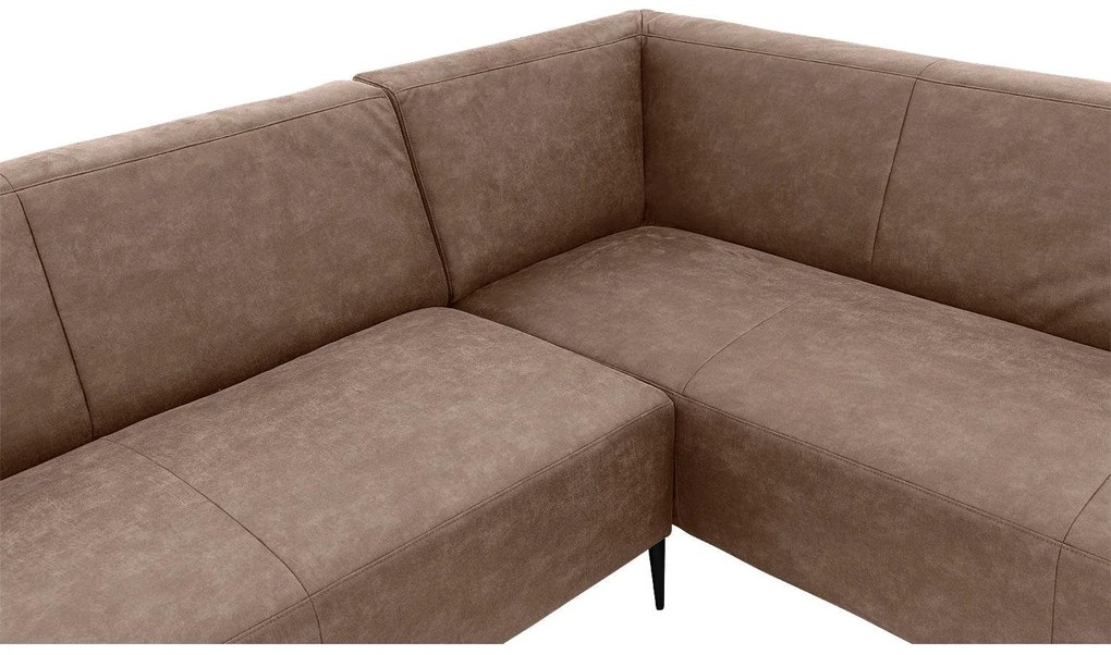 Goossens Key West bruin, micro leer, 2,5-zits, modern design met ligelement rechts