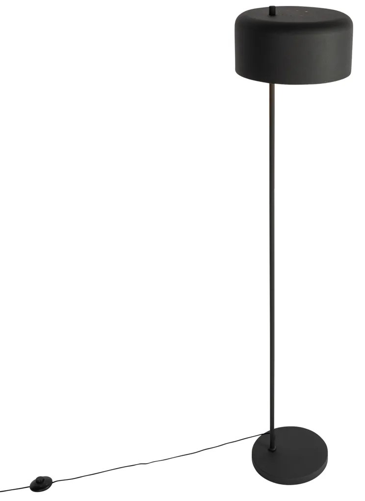 Retro vloerlamp zwart met gouden binnenkant - Jinte