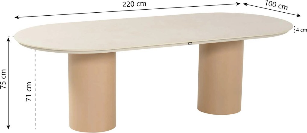 Tuinset 6 personen 220 cm Rope Taupe Hartman Taragona/Valencia