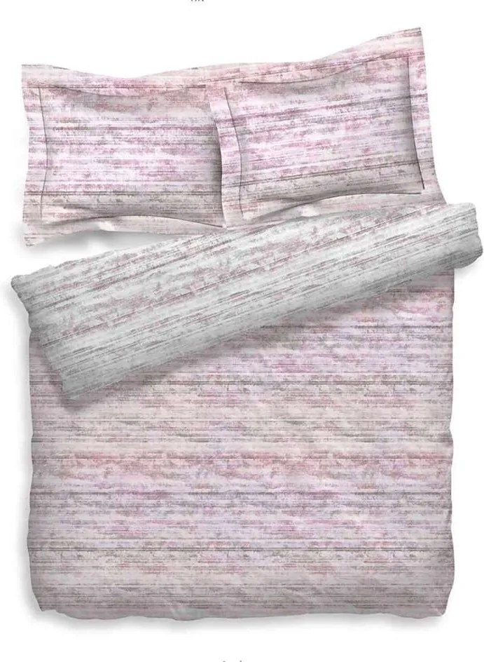 Heckett & Lane dekbedovertrek Sering - roze/grijs - 260x200/220 cm - Leen Bakker