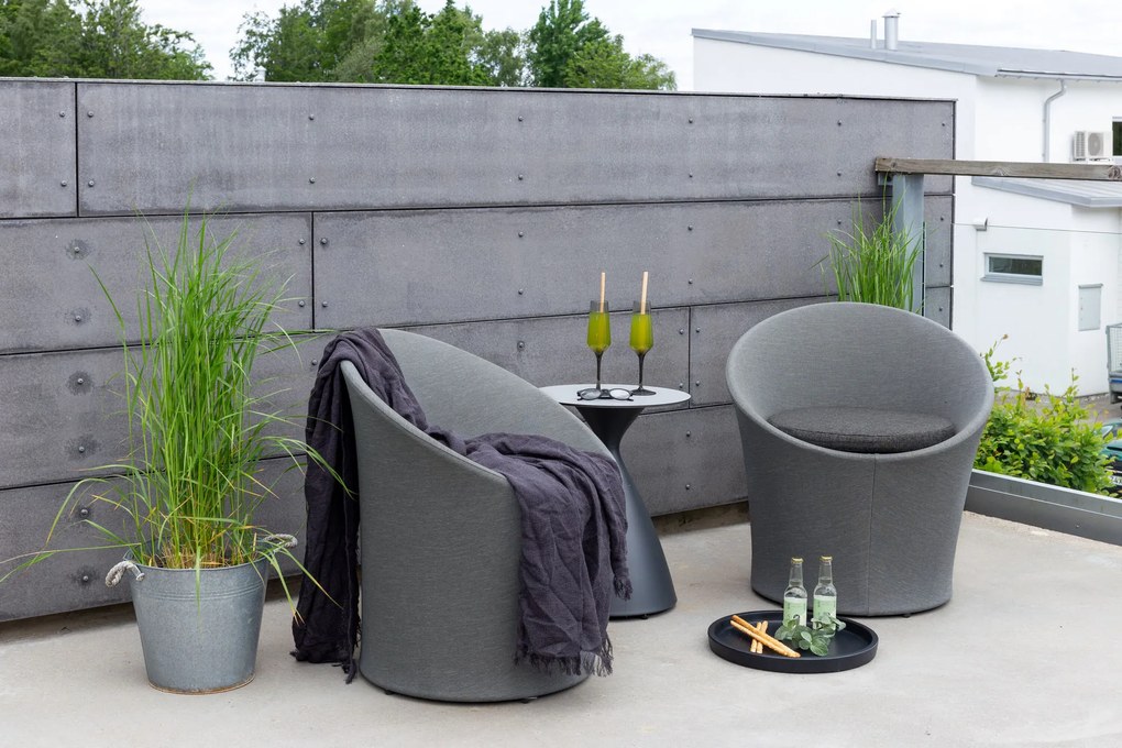 The Outsider Lounge/Balkon Set- Luuk - Zwart/Grijs - Tafel - 2 Kussens - The Outsider