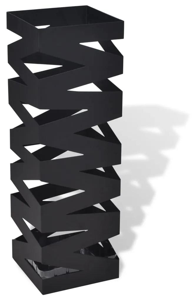 vidaXL Paraplu- en wandelstokhouder vierkant 48,5 cm staal zwart