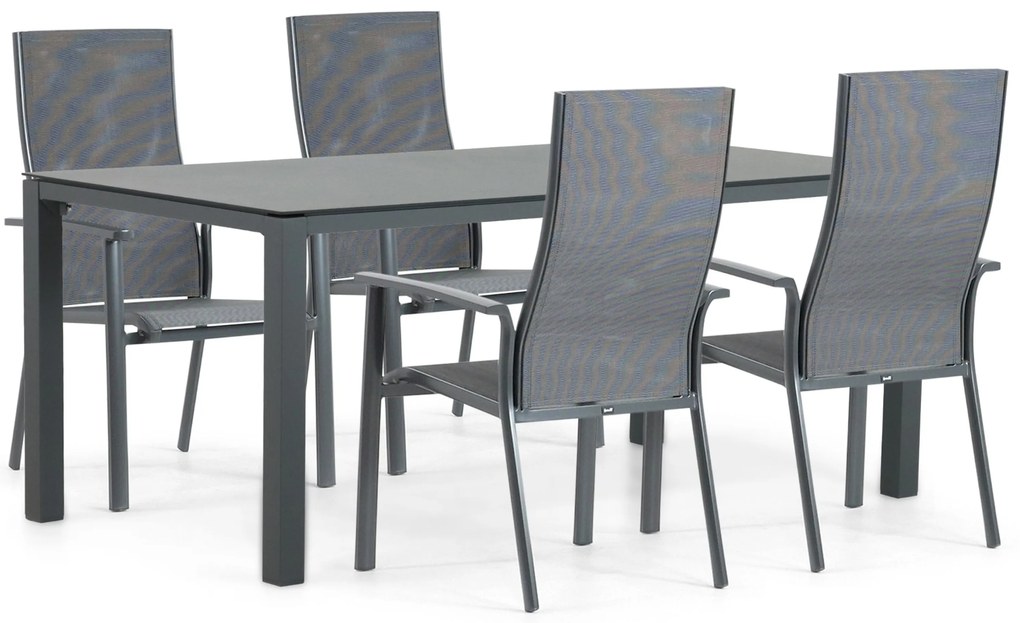 Tuinset 4 personen 180 cm Aluminium/textileen Grijs Hartman Sitges/Mateo