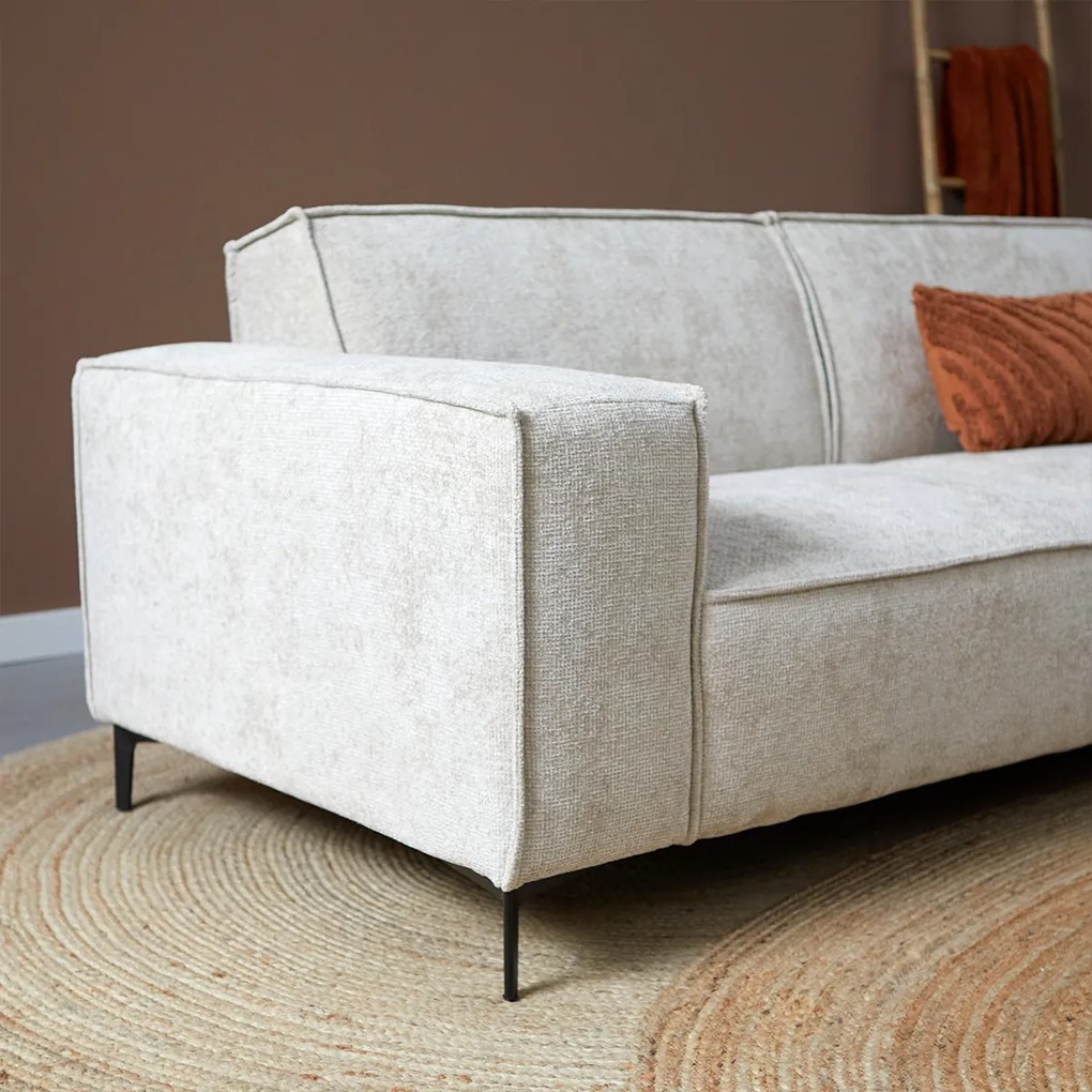 Moderne Hoekbank Beige Stof Ottoman Rechts  Majestic 603