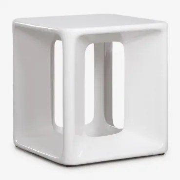 Vierkante Bijzettafel Voor Tuin 40x40 Cm Van Cement En Glasvezel Lilou Wit - Sklum