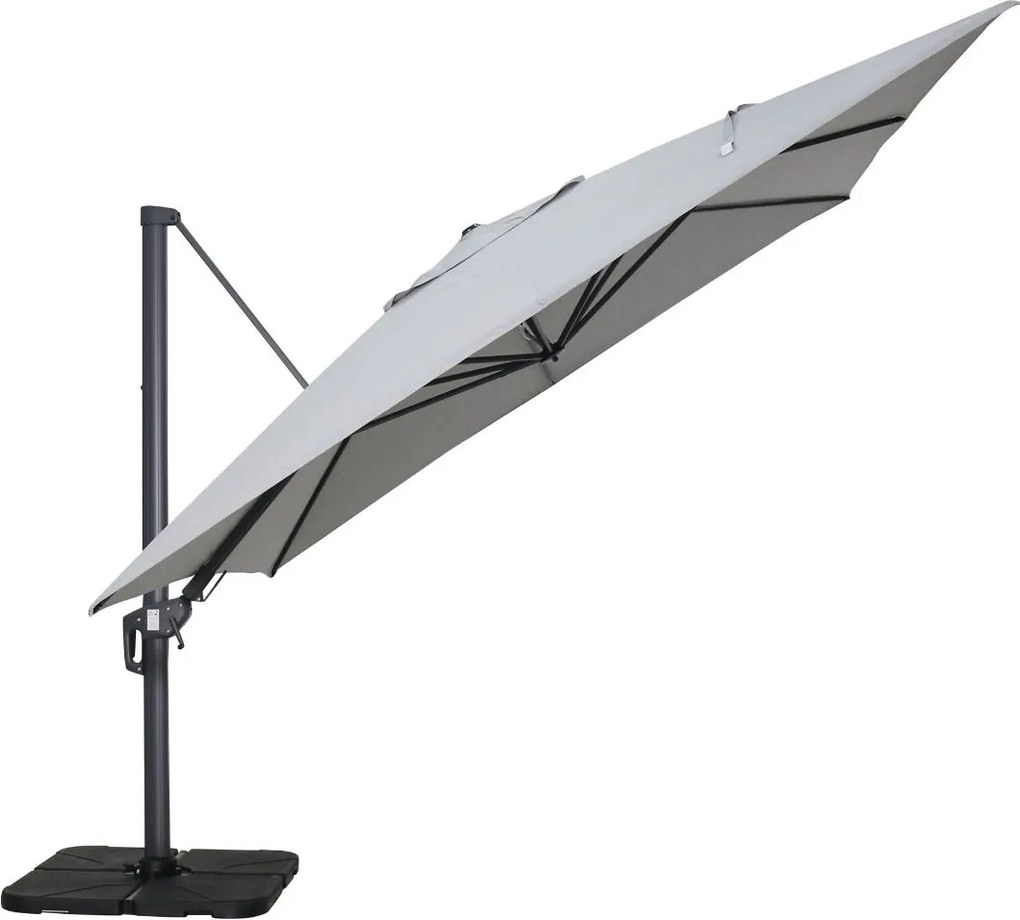 Garden Impressions Hawaii Big Pole zweefparasol 350x350 cm - donker grijs frame - licht grijs doek