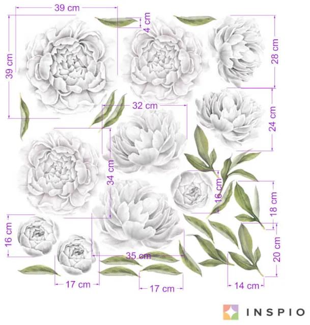 INSPIO Zelfklevend bloemenbehang - Witte pioenrozen