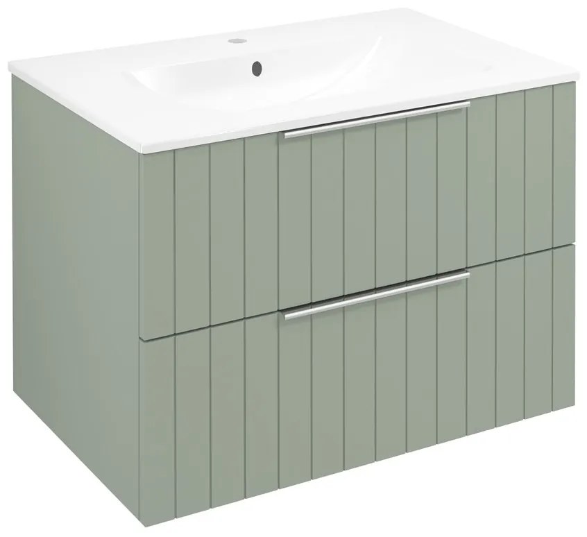 Sapho Cirasa badmeubel 70cm met groen ribbelfront en witte wastafel