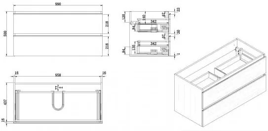 Mueller Lida wastafelmeubel 100cm houtnerf grijs