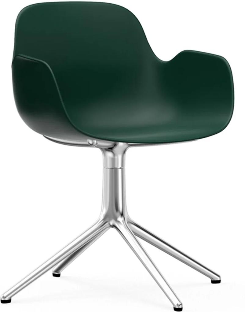 Normann Copenhagen Form Armchair Swivel stoel met aluminium onderstel groen