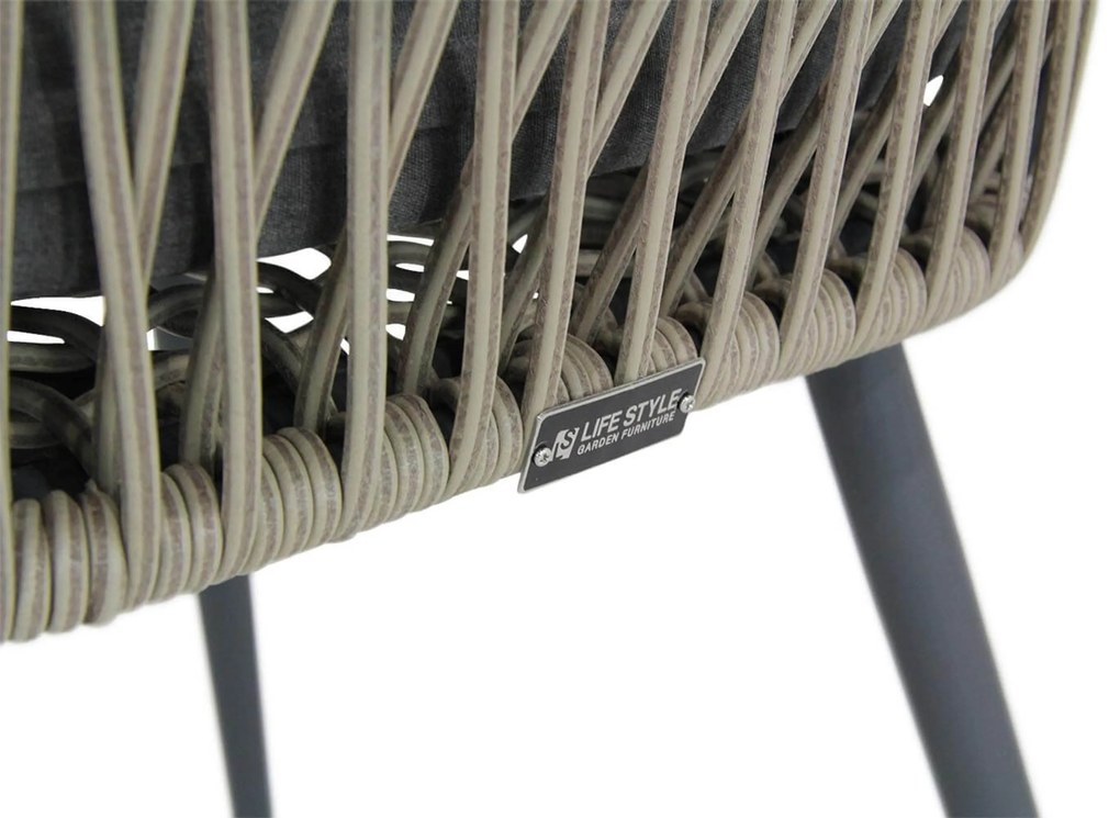 Tuinset Ronde Tuintafel 6 personen 140 cm Rope Taupe Lifestyle Garden Furniture Western/Graniet