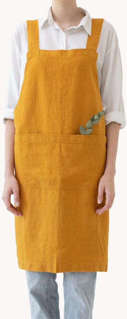 Linnen schort Mustard