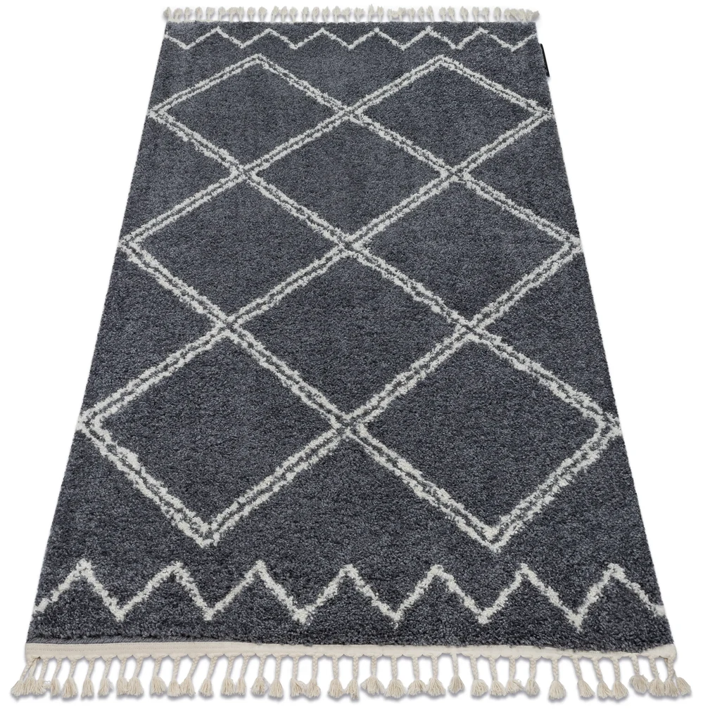 Tapijt BERBER ASILA B5970 grijskleuring / witrand ,  Barber , marokkaanse shaggy