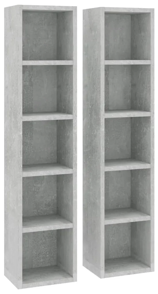 vidaXL Cd-kasten 2 st 21x16x93,5 spaanplaat betongrijs