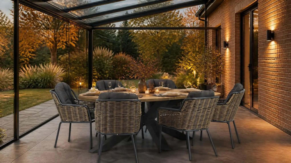 Tuinset 6 personen 240 cm Wicker Grijs Santika Furniture Santika