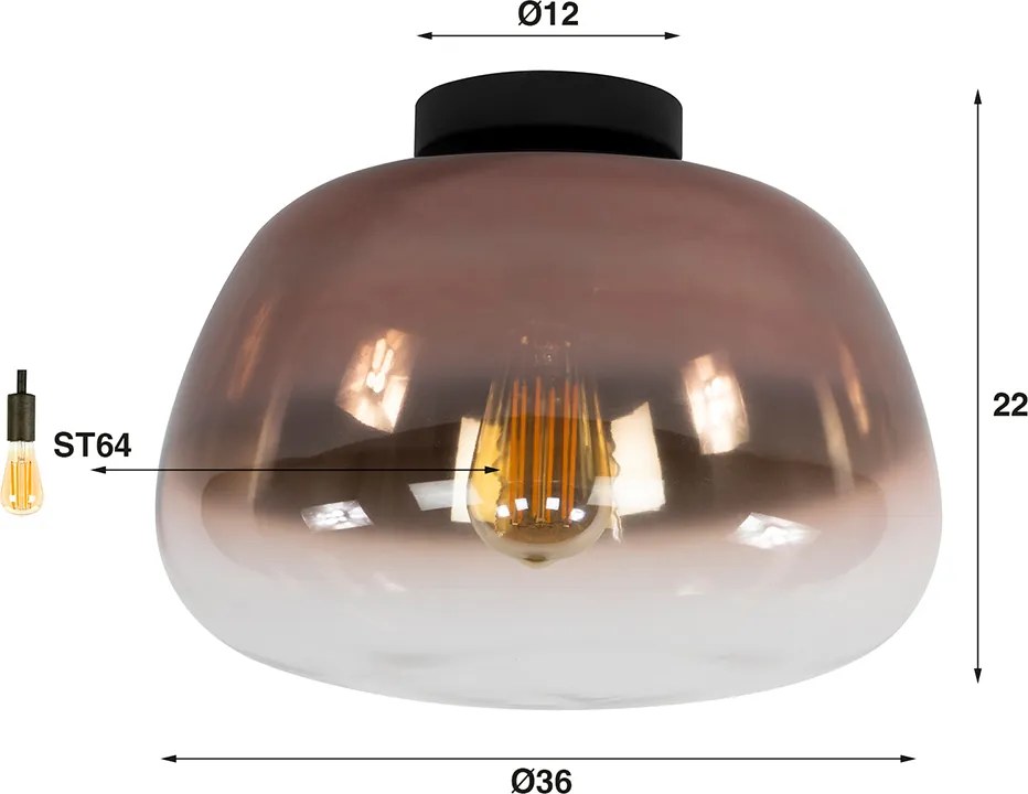 Plafondlamp Gecoat Glas Bruin