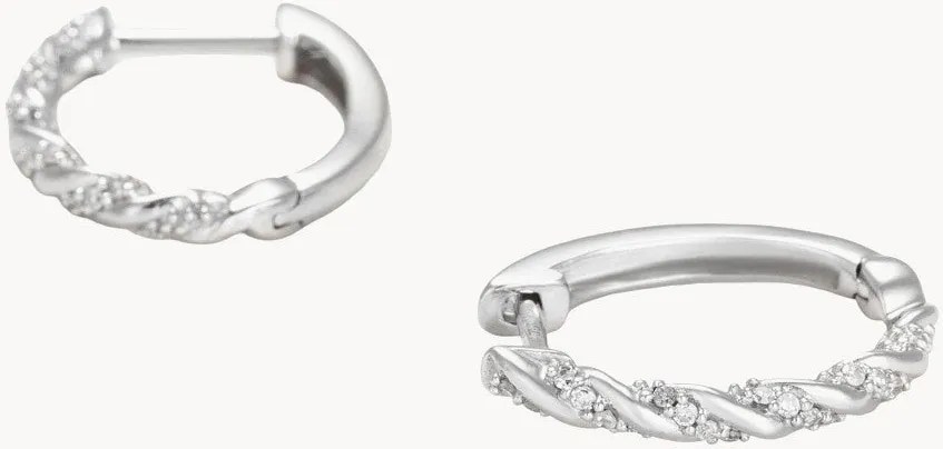 Witgouden oorbellen Créoles Trenzas met diamanten, 0.15 karaat