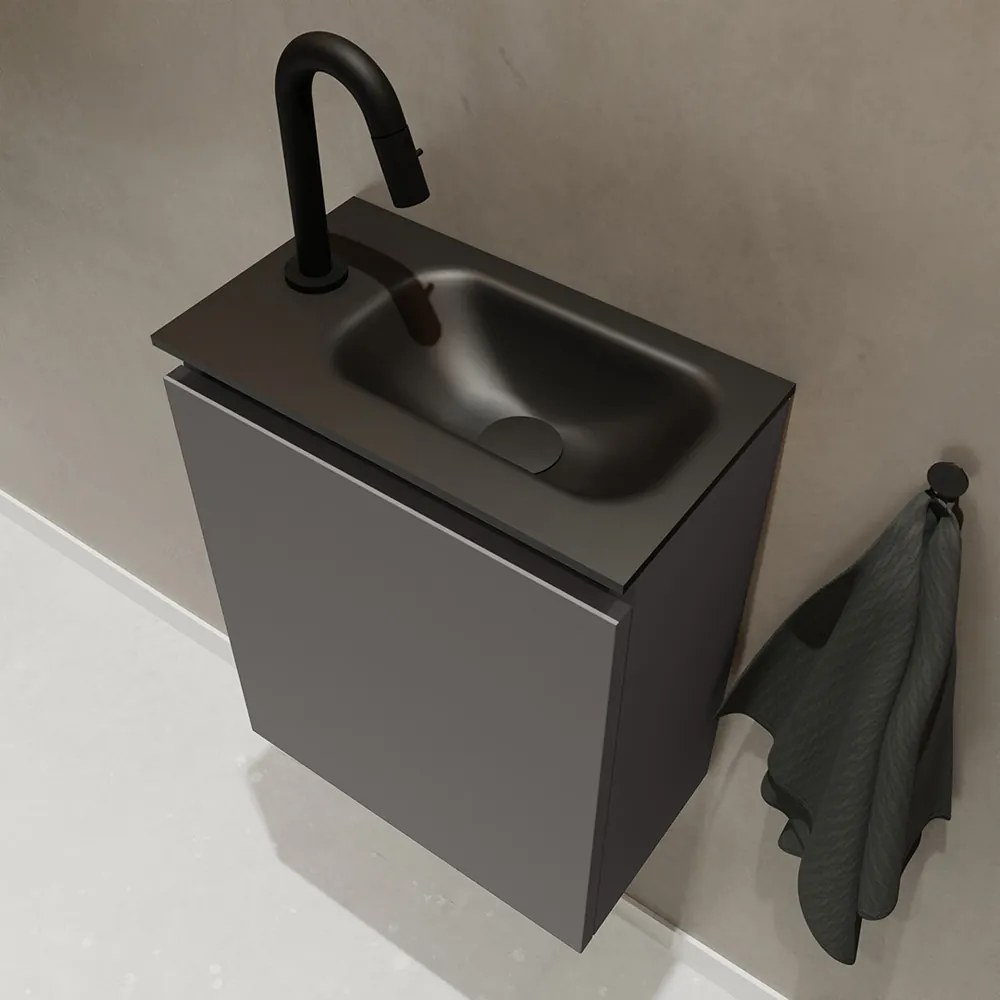 Mondiaz Ture 40cm toiletmeubel dark grey met wastafel urban rechts 1 kraangat