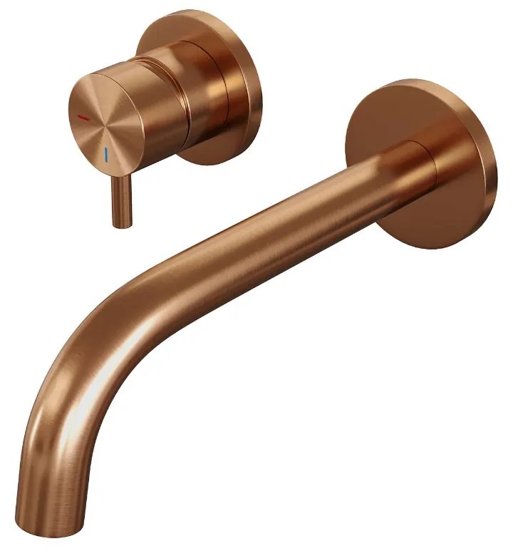 Brauer Copper Edition ColdStart wastafelkraan inbouw gebogen uitloop en rozetten model B2 koper geborsteld PVD