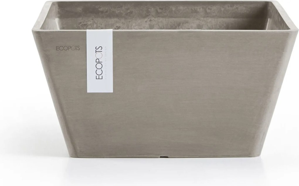 Ecopots bloempot Berlin 25 - Vierkant - Taupe - 25,5cm x H13cm