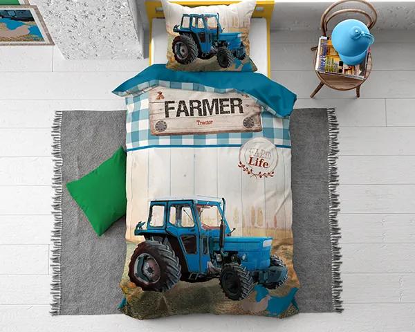 Tractor Life Blue Blauw 140 x 200