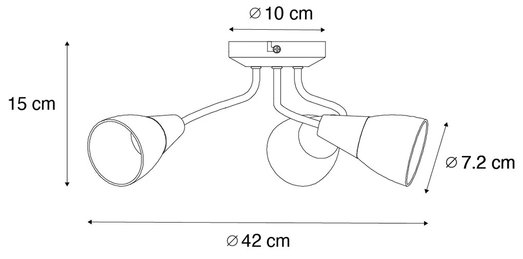 Klassieke plafondspot goud met mat glas rond 3-lichts - Madi