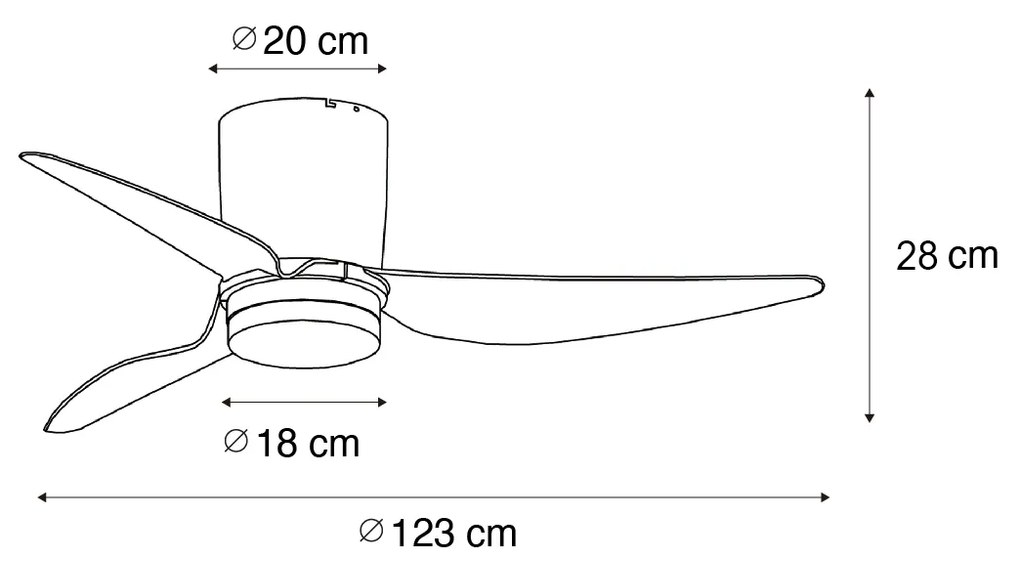 Plafondventilator met lamp wit 123cm incl. LED dimbaar met afstandsbediening - Patty Modern rond Binnenverlichting Lamp