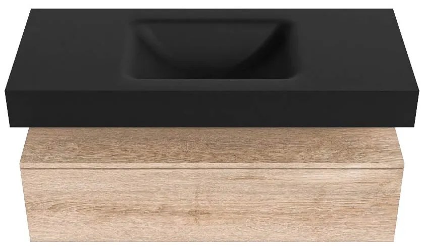 Zaro Alan badmeubel 110cm washed oak 1 lade met vrijhangende wastafel cloud midden 1 kraangat urban