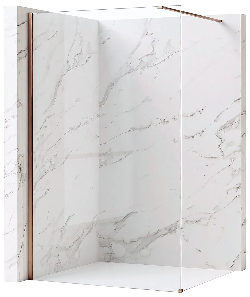 Walk-in douchewand Rea Flexi Transparent / Brush Copper 80