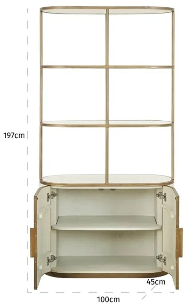 Richmond Interiors Tivoli Open Wandkast Beige Goud - 100x45x197cm.