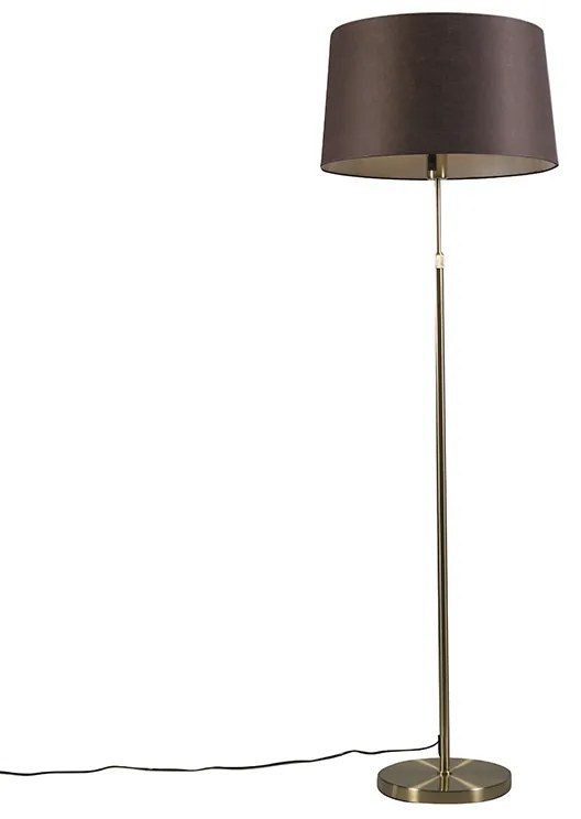 Vloerlamp goud/messing met kap bruin 45 cm verstelbaar - Parte