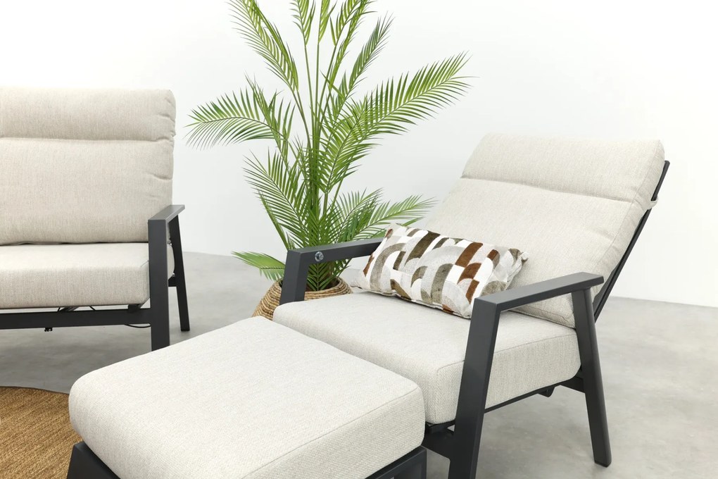 Lagos/Mindo stoel-bank loungeset 5-delig verstelbaar - Antraciet