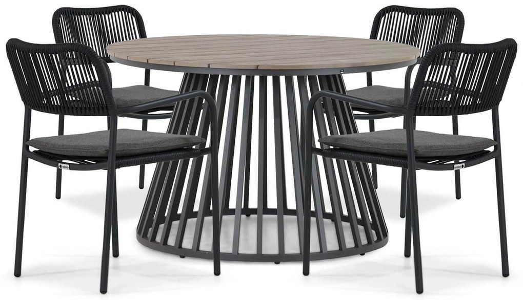 Tuinset Ronde Tuintafel 4 personen 125 cm Aluminium/rope Grijs Coco Penya/Sorrento